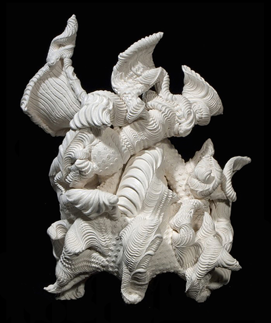 Picture: Charles Birnbaum (USA)  Handbuilds abstract porcelain sculptures  Teaches paper clay (Cotton linter based) sculpting workshops